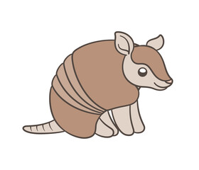 Armadillo sitting and smiling cartoon vector illustration simple version. Cute animal character design for kids.