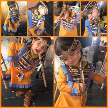 Carnaval enfant qui danse en indienne déguisement 