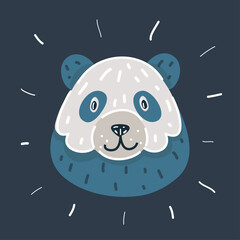 Cartoon vector illustration of cute Panda face on dark