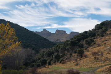 Peñas de Herrera during sunset from the town of Talamantes, in Aragon, Spain