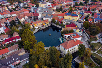 The Mill Pond (Malom-tó) in Tapolca. The Lake is surrounded by antique buildings and high stone walls, is the most popular place of the town. Amazing colorful little resort town near by Lake Balaton