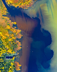 Fantastic aerial view about the Zala river estuary. 
Amazing view as the lake balaton's and Zala...