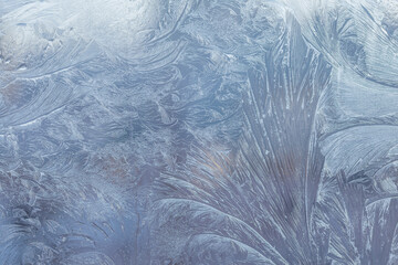 Beautiful Closeup Winter Window Pane Coated Shiny Icy Frost Patterns