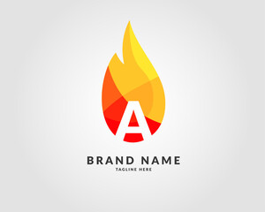 letter A modern flame trendy bright logo design for creative and energic company