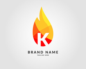 Obraz premium letter K modern flame trendy bright logo design for creative and energic company