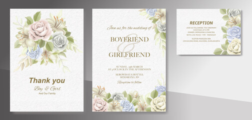 Fototapeta na wymiar Elegant beautiful floral and wedding invitation