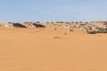 Fototapeta na wymiar Main road in the sahara desert, Chad 