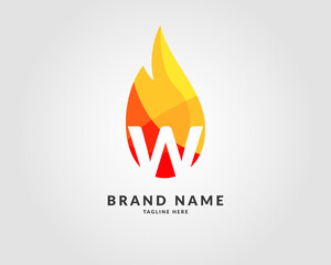 letter W modern flame trendy bright logo design for creative and energic company