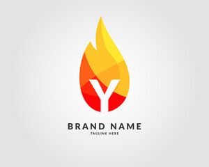 letter Y modern flame trendy bright logo design for creative and energic company