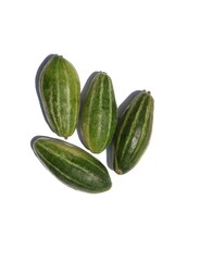 Pointed Gourd or Parval Isolated on White Background with Copy Space, Also Known as Trichosanthes Dioica or Green Potato