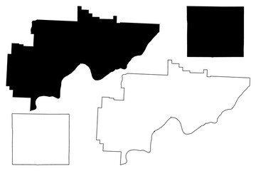 Washington and Wayne County, Ohio State (U.S. county, United States of America, USA, U.S., US) map vector illustration, scribble sketch map
