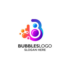 colorful letter B for bubbles logo design