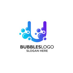 colorful letter U and bubbles logo design