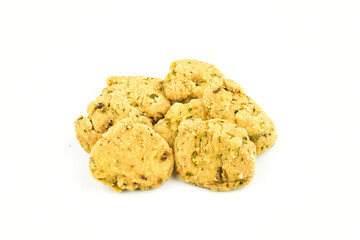 Famous Indian snack methi mathi isolated on white