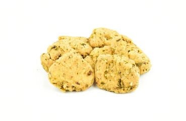 methi mathi isolated on white background, Indian and Pakistani snack