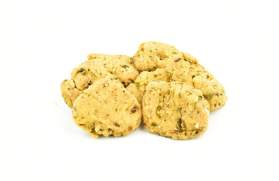 methi mathi isolated on white background, Indian and Pakistani snack