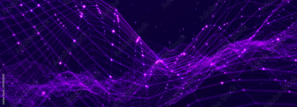 Aufkleber Digital technology background. Network connection. Futuristic background for presentation design. 3d rendering.