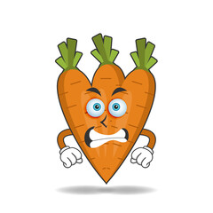 Carrot mascot character with angry expression. vector illustration