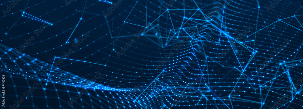 Aufkleber Digital technology background. Network connection dots and lines. Futuristic background for presentation design. 3d