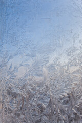 Beautiful Closeup Winter Window Pane Coated Shiny Icy Frost Patterns