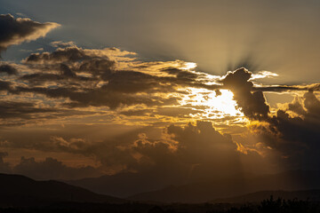 Molise, Mainarde, sunset. The Mainarde mountain range extends along the border between Molise and...