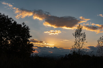 Molise, Mainarde, sunset. The Mainarde mountain range extends along the border between Molise and...