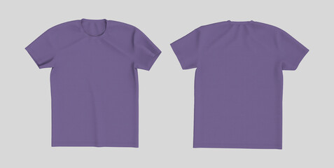 men's short sleeve t-shirt mockup in front, and back views, design presentation for print, 3d illustration, 3d rendering