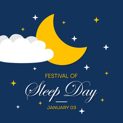 Vector illustration on the theme of Festival of sleep day observed each year on January 3rd.