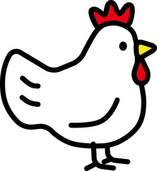 丸みを帯びたシルエットにわとり横向き