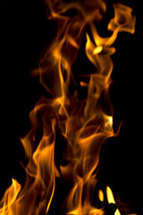 Fire flames on black background. Abstract image