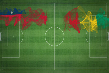 Samoa vs Guinea Soccer Match, national colors, national flags, soccer field, football game, Copy...