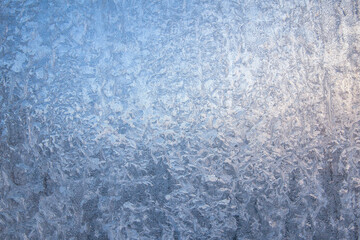 Beautiful Closeup Winter Window Pane Coated Shiny Icy Frost Patterns