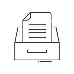 Document management icon, linear isolated illustration, thin line vector, web design sign, outline concept symbol with editable stroke on white background.