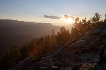 magical sunset in the mountains