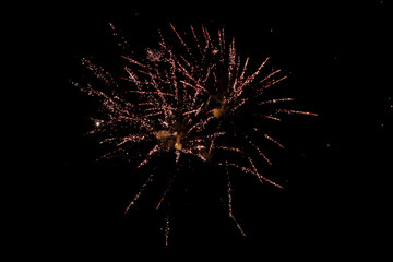 Real Fireworks on Deep Black Background Sky on Fireworks festival show before The independence day...