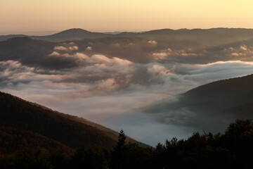 Magical sunrise over the mountains