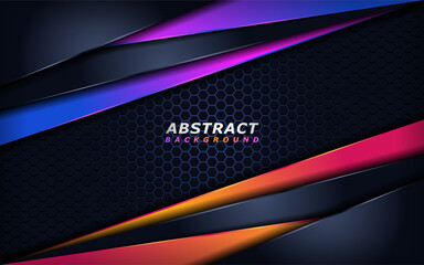 Abstract Tech Background with Orange and Purple Dynamic Line Shapes. Vector Illustration Design Template Element.