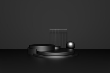 3D rendering of geometric stereo background can be used for commercial advertising