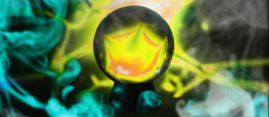 Magic ball predictions. mysterious . Fortune teller, mind power, prediction concept. Powerful magic...