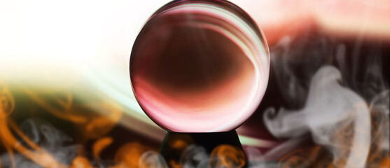 Magic ball predictions. mysterious . Fortune teller, mind power, prediction concept. Powerful magic sphere, mind power concept.