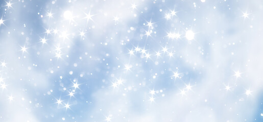 blue snowfall bokeh background, abstract snowflake background on blurred abstract blue