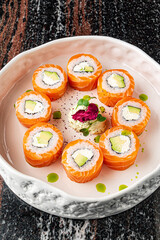 sushi set on the white plate