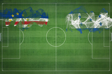 Cape Verde vs Honduras Soccer Match, national colors, national flags, soccer field, football game,...