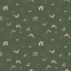 Green Botanical Floral Seamless Pattern Background
