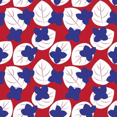 Red Tropical Botanical Floral Seamless Pattern Background