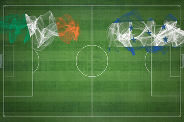 Ireland vs Honduras Soccer Match, national colors, national flags, soccer field, football game,...