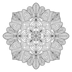 vector mandala black outline isolated on white background. Coloring page zendal. Design for meditation, yoga, relaxation.