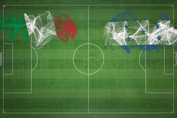 Italy vs Honduras Soccer Match, national colors, national flags, soccer field, football game, Copy...