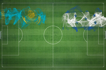 Kazakhstan vs Honduras Soccer Match, national colors, national flags, soccer field, football game,...