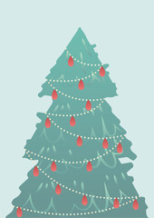 christmas greetings card template with christmas tree. christmas festive texture greetings card background. winter holiday background.